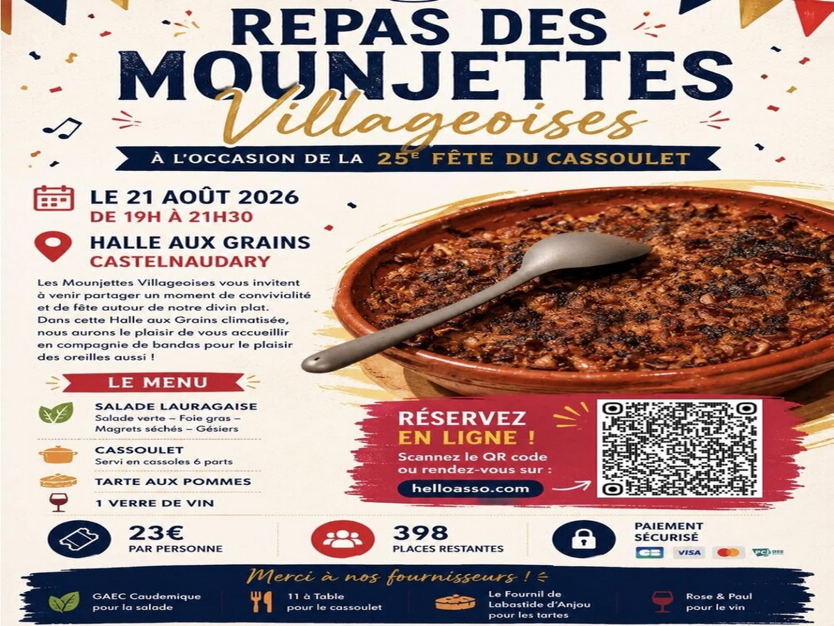 REPAS DES MOUNJETTES VILLAGEOISES - FÈTE DU CASSOULET